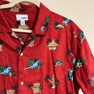 Sonoma Goods for Life Hawaiian Shirt Men’s XXL Red Tropical Print 100% Cotton